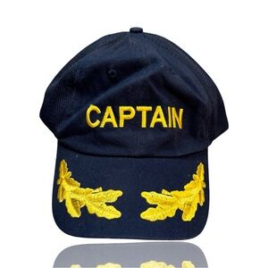 Vintage Style CAPTAIN Trucker Hat: Navy Blue Snapback: OSFM: GUC: Yaught Style